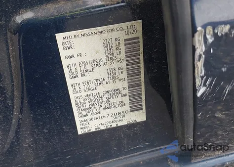 2020 Nissan Frontier Sv 4X2 z USA, uszkodzony, nr VIN 1N6ED0EA7LN720850